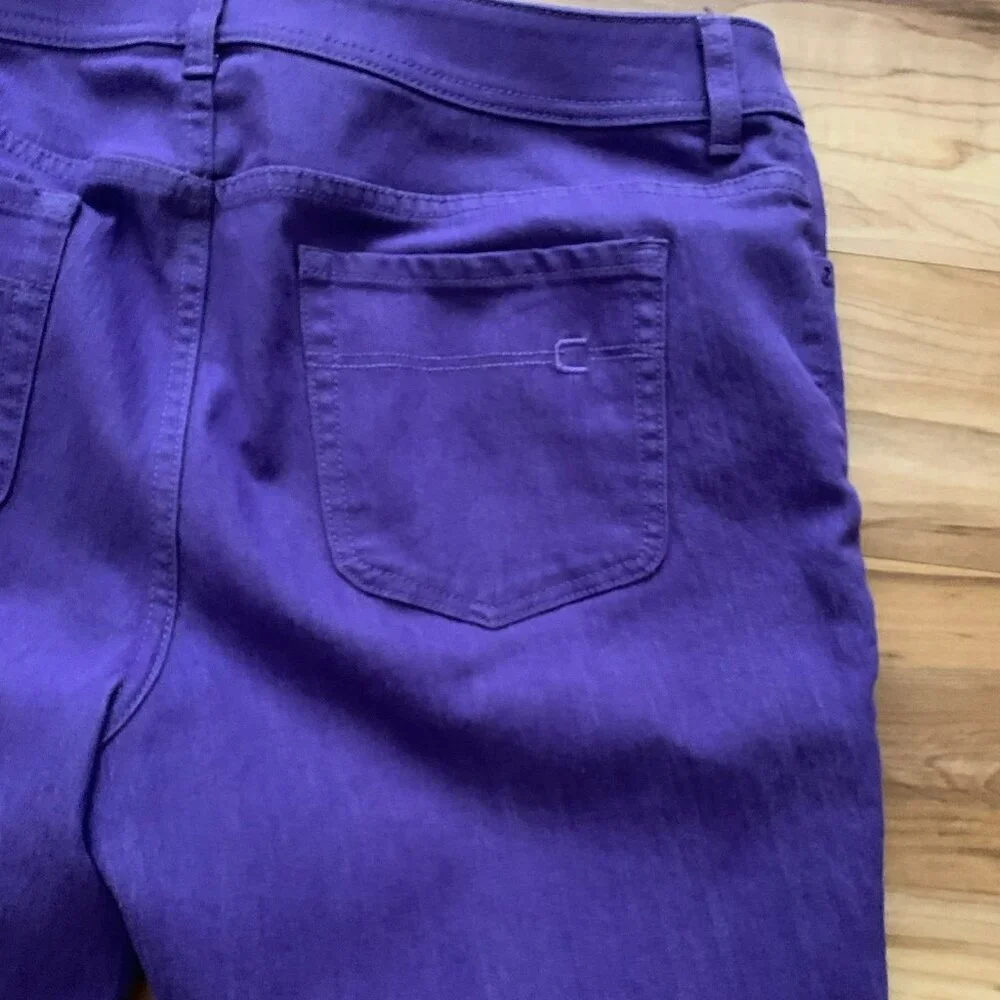 Chicos Jeans Womens 2 US 12 Purple Denim Cropped Capri Stretch Everyday Casual - Picture 3 of 6
